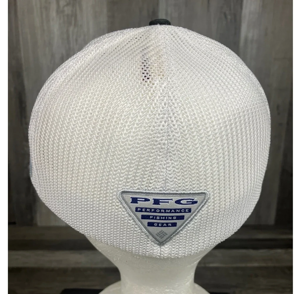 Columbia PFG Trucker Hat Black White Mesh Flexfit Performance Fishing Gear Cap